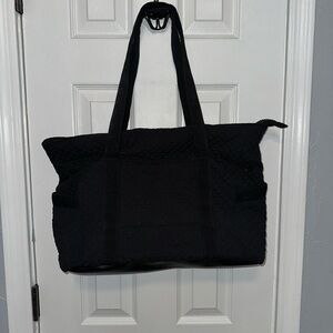 Elegant Black Quilted Tote Bag